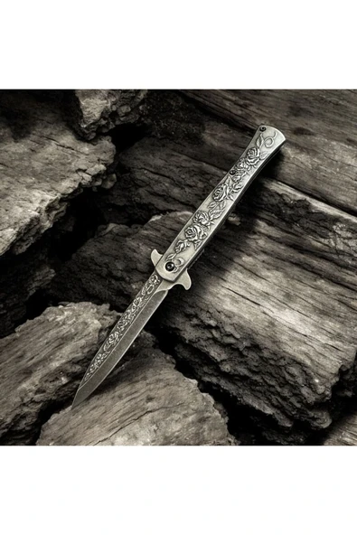 VAS.QUE Otantik Gül Desenli Çelik Çakı - Resim 4