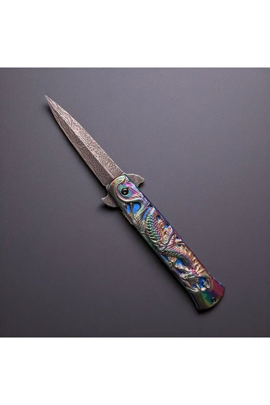 VAS.QUE Dragon Kabartmalı Çelik Çakı - Resim 3