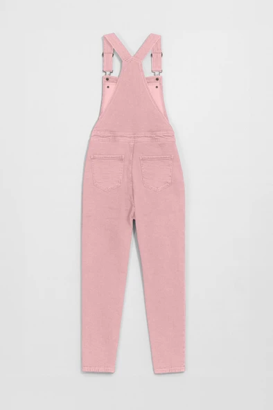 Kadın Rahat Kesim Askılı Jean Salopet Pantolon - 6