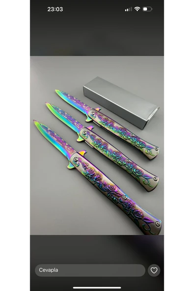 VAS.QUE Gül Desenli Gravürlü Çelik Çakı - Resim 2