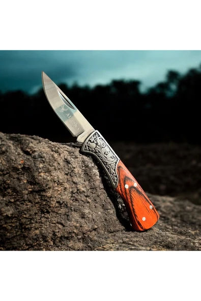 M Mazzanti Ahşap İşleme li Kılıflı Çelik Çakı - Resim 4