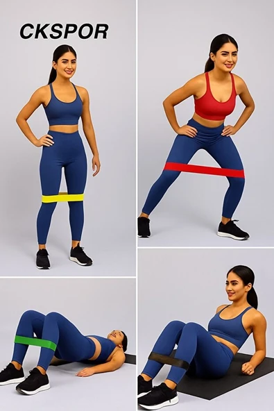 Aerobik Bant 5’li – Kademeli Dirençli Spor Lastik Seti - Resim 2