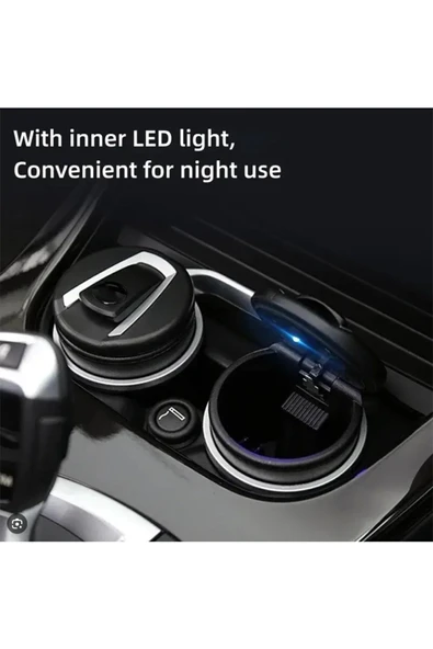 Oto Küllük Işıklı Bardaklık Uyumlu Kapaklı Bmw Tip Mini Çöp Kovası - 2