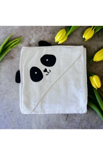 M Mazzanti Ayıcık Panda Şekilli Bebek 0-3 Yaş Çocuk Havlusu - Resim 3