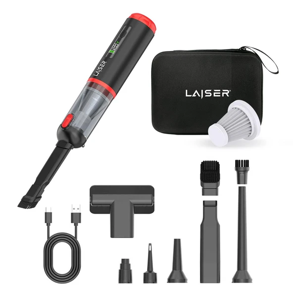 Laiser Kompakt LED Ekranlı 17.000 PA 3ın1 Çekme-Vakum-Üfleme Özellikli Şarjlı Araç Süpürgesi