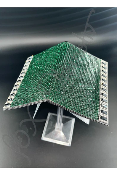 Yeşil Taşlı Siyah Baget Detaylı Ruhsat Kabı