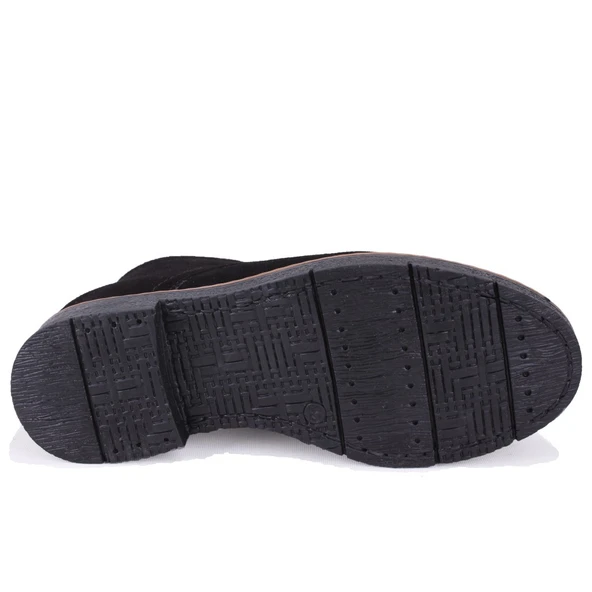 Dagoster DZA07-1236028 Siyah Süet Günlük Düz Topuk Deri Kadın Bot - Resim 4