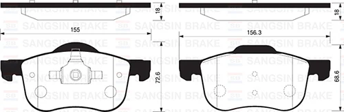 SANGSIN SP1535 ÖN FREN BALATA SUZUKI GRAND VITARA 2.0L J20A SQ420 5 kapı 98-05 / VITARA 2.0L H20A SV620 V6 94-98 5520077E00-5520065D31-5520065D10 ürün görseli 1