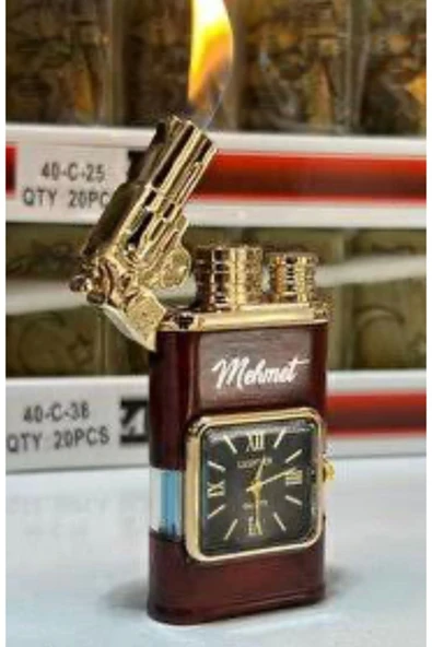 M Mazzanti Silah Modeli İsime Özel Pürmüz Çift Çıkışlı Çakmak - Resim 3