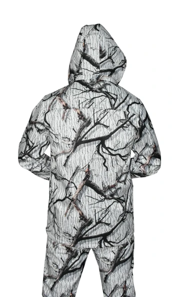 BEYAZ SOFT SHELL MONT AVCI SAZ KAR DESEN ÇİFT KAT POLARLI - 4