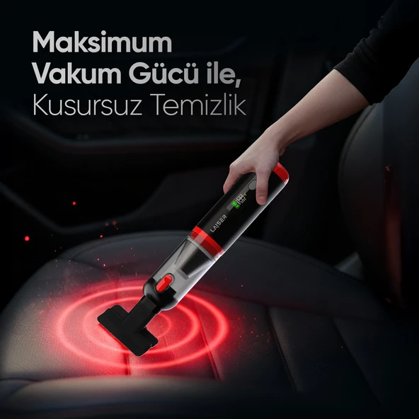 Laiser Kompakt LED Ekranlı 17.000 PA 3ın1 Çekme-Vakum-Üfleme Özellikli Şarjlı Araç Süpürgesi - Resim 3