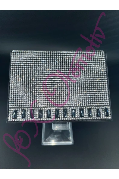 Gümüş Taşlı Siyah Baget Detaylı Ruhsat Kabı - 2