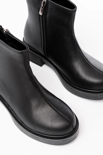 02-3033 Siyah Fermuarlı Günlük Kadın Bot - Resim 5