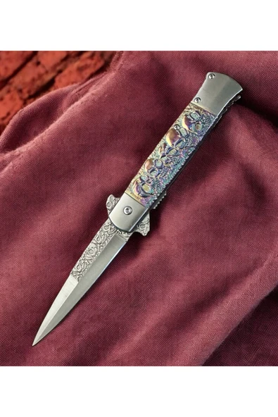 M Mazzanti Kuru Kafa Kabartmalı Çelik Çakı - Resim 3