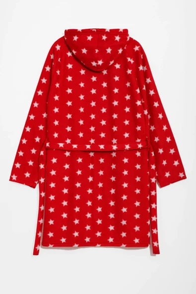 Kadın Kapüşonlu Yıldız Desenli Sabahlık - Resim 2