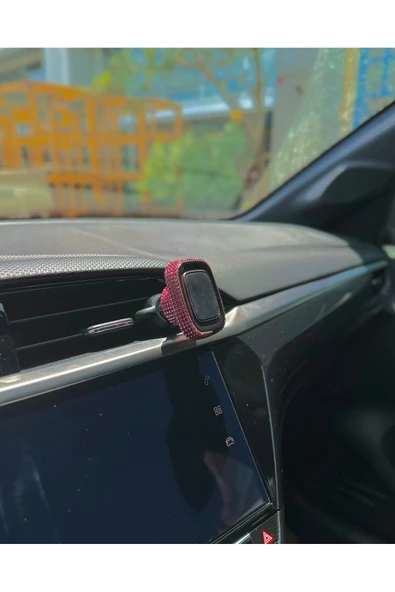 Taş Kaplamalı Mıknatıslı Araç İçi Telefon Tutucu Çift Kilit Sistemli