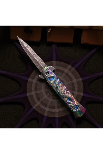 VAS.QUE Dragon Kabartmalı Çelik Çakı - Resim 5