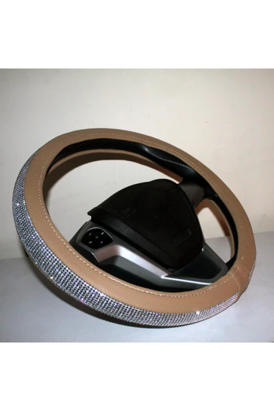 Krem Renk Pırlanta Geçmeli Direksiyon Kılıfı - 3