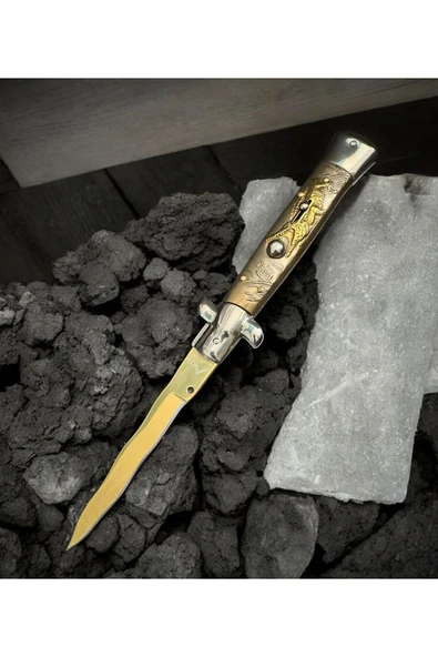 M Mazzanti Akc İtalyan Stilletto 24cm Yılan Ağız Çelik Çakı - Resim 2