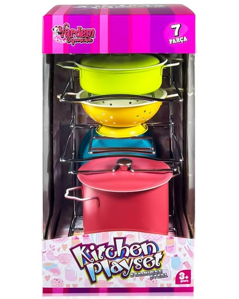 Vardem Raflı Renkli Emaye Tencere Tava Seti 7 Parça 683G5