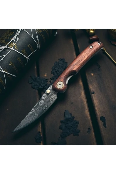 VAS.QUE El Yapımı Orjinal Damasgus Çelik Çakı - Resim 2