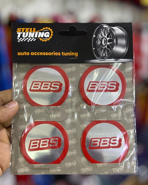 Universal Araç Uyumlu, BBS Jant Göbeği Arması, Sticker 4'lü Set 60mm - Resim 2
