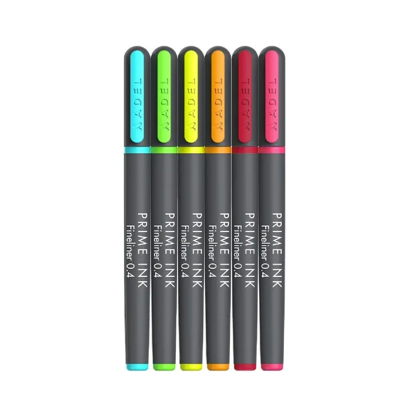 Adel Prime Ink İnce Uçlu Fineliner Kalem Metal Uç Neon Renkler 0.4 mm 6 lı - Resim 2