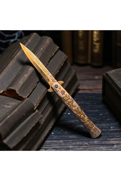 VAS.QUE Güllü Gravürlü Çelik Çakı - Resim 3