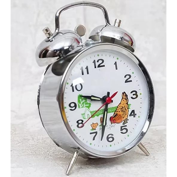 Nostaljik Kurmalı Horozlu Çalar Saat Büyük Boy ürün görseli