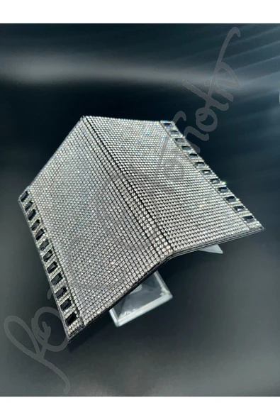 Gümüş Taşlı Siyah Baget Detaylı Ruhsat Kabı