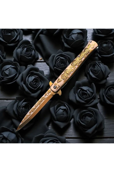 VAS.QUE Güllü Gravürlü Çelik Çakı ürün görseli