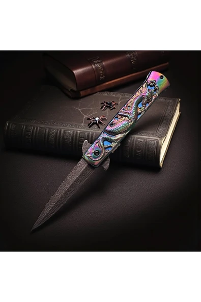 VAS.QUE Dragon Kabartmalı Çelik Çakı - Resim 2