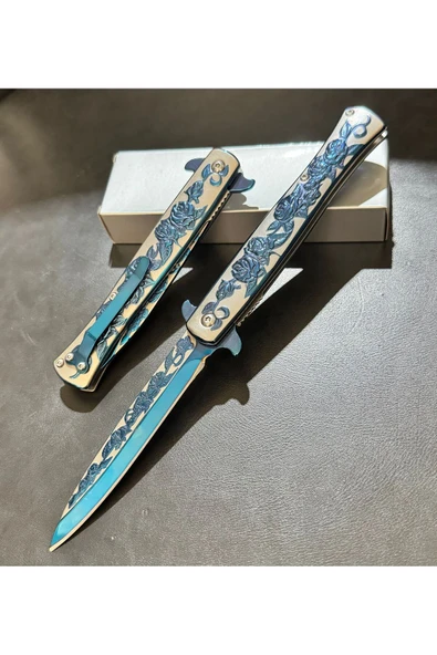 VAS.QUE Gül Gravürlü Çelik Çakı - Resim 3