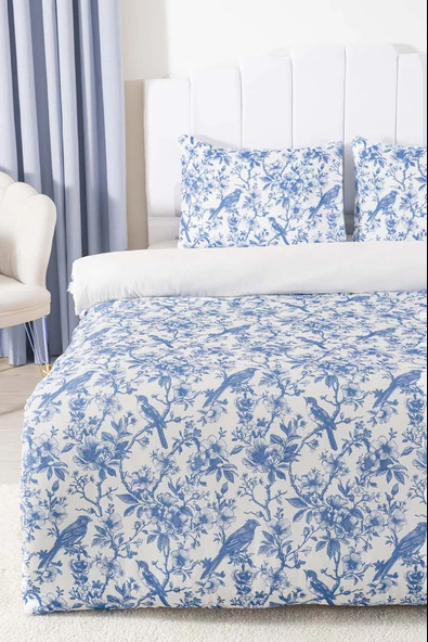 Nova Mavi Tek Kişilik Nevresim Takımı Pamuklu - Resim 3