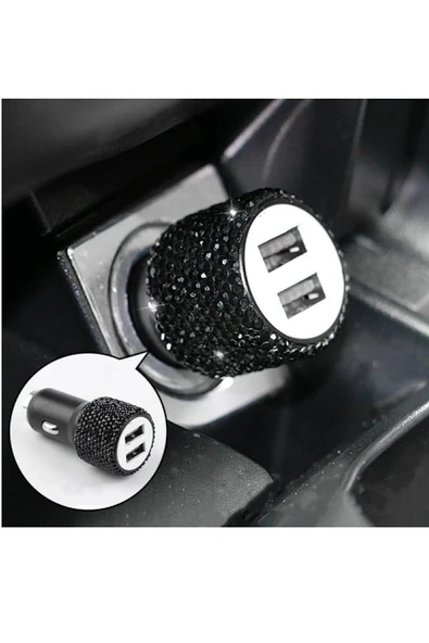 Gümüş Taşlı Çakmaklık Şarj Cihazı Usb Iphone Şarj Kablosu Hediyeli - 4