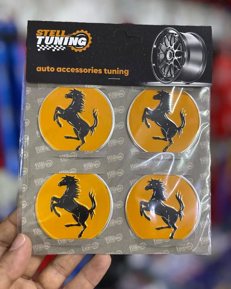 Universal Araç Uyumlu, Ferrari Jant Göbeği Arması, Sticker 4'lü Set 60mm ürün görseli