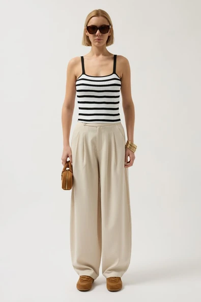 Çizgili Askılı Bluz - Resim 2