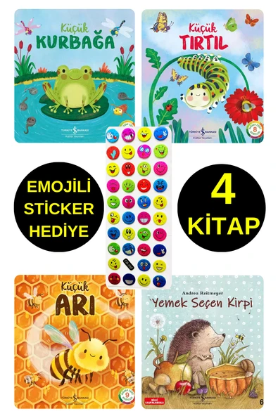 EMOJİLİ STİCKER HEDİYE  - OKUL ÖNCESİ RESİMLİ KİTAPLAR  - KÜÇÜK KURBAĞA - TIRTIL - ARI - YEMEK SEÇEN ürün görseli