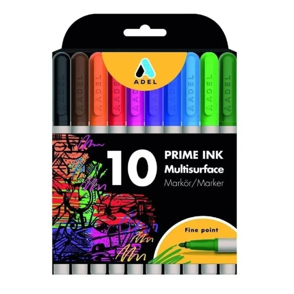 Adel Prime Ink Multisurface Marker 1.5 mm 10 lu ürün görseli
