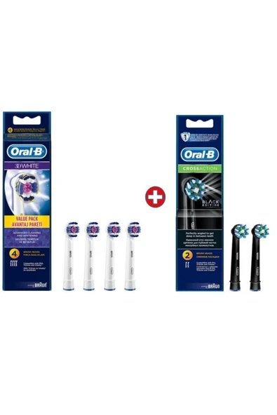 ORAL-B Diş Fırçası Yedek Başlığı 3d White 4'lü+cross Siyah 2'li ürün görseli 1