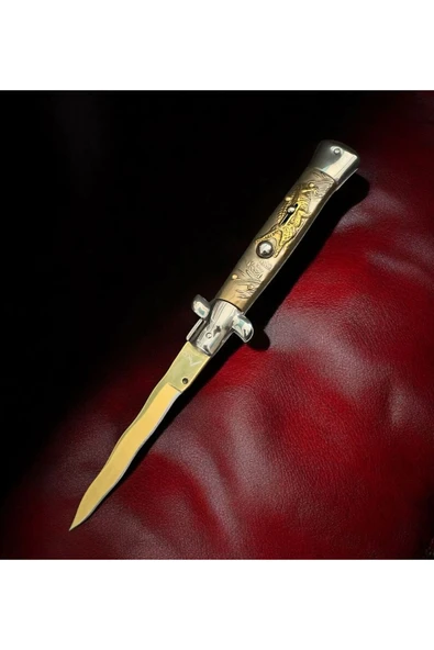 M Mazzanti Akc İtalyan Stilletto 24cm Yılan Ağız Çelik Çakı - Resim 4