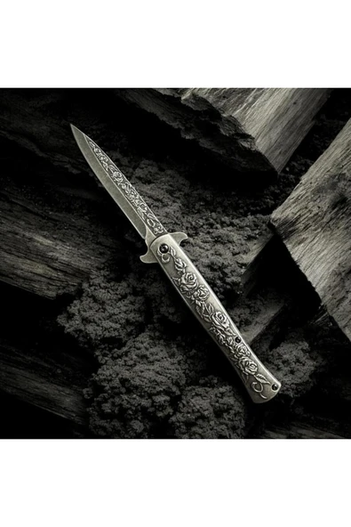 VAS.QUE Otantik Gül Desenli Çelik Çakı - Resim 6