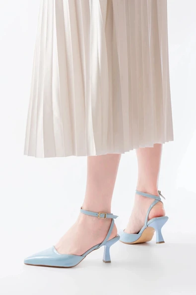 ST-004 Bebe Mavi Rugan Günlük 7 cm Topuklu Bayan Ayakkabı ürün görseli 1
