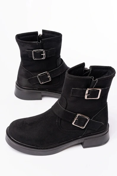 02-2014 Siyah Süet Toka Aksesuarlı Günlük Kadın Bot - Resim 5