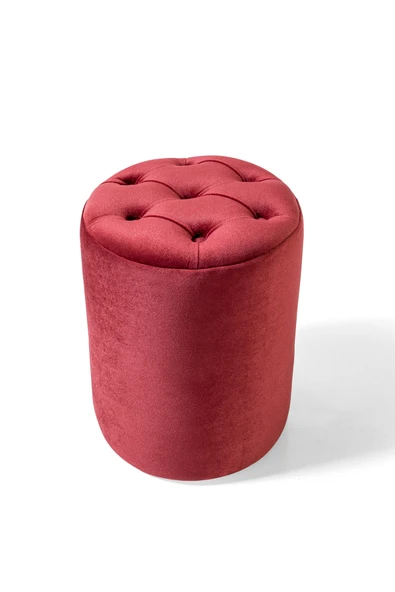 Framgan Framgan Makyaj Masası Pufu - Chester Bordo Puf - Dekoratif - Ayak Uzatma Pufu - Yuvarlak Puf - Resim 5