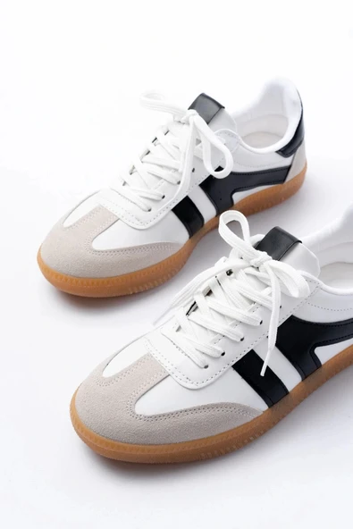 M-1004 Beyaz Bağcıklı Termo Taban Günlük Kadın Spor - Resim 4