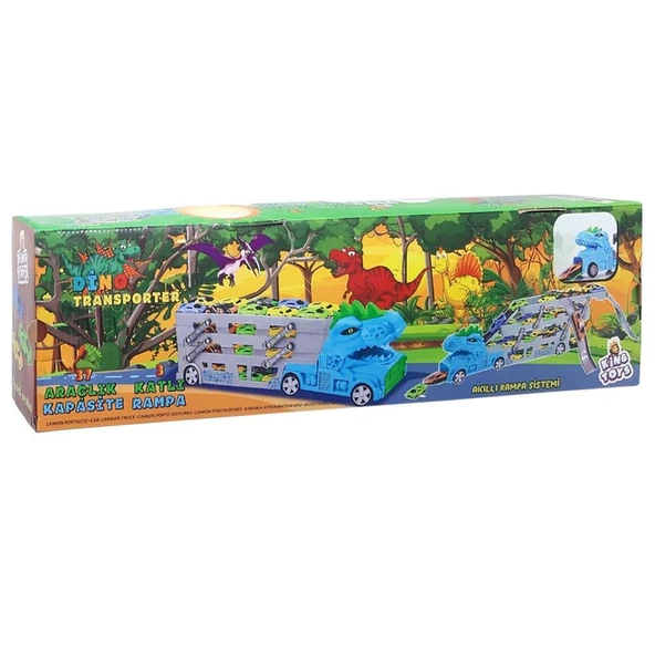 King Toys Dinazor Arabalı Yarış Pisti Tır Mavi ENG-182 - Resim 2