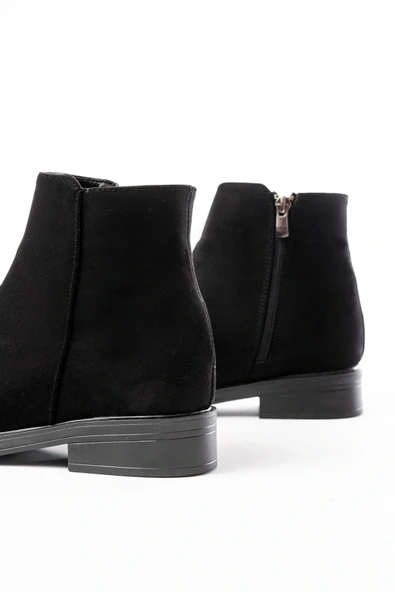 165-204 Siyah Süet Fermuarlı Günlük Kadın Bot - Resim 5
