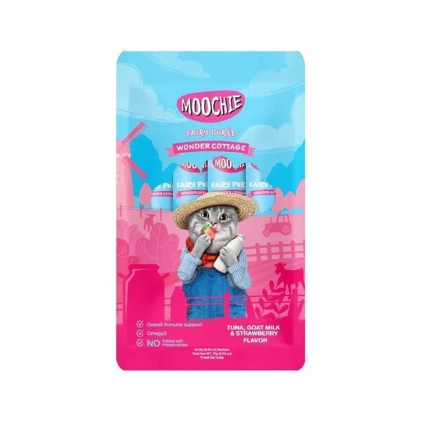 Moochie Sıvı Kedi Ödülü Ton Balığı, Keçi Sütü ve Çilekli - 5 x 15 gr - 2