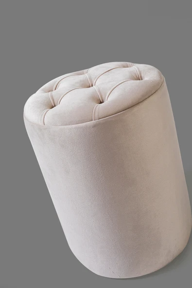 Framgan Framgan Makyaj Masası Pufu - Chester Krem Puf - Dekoratif - Ayak Uzatma Pufu - Yuvarlak Puf - Resim 4